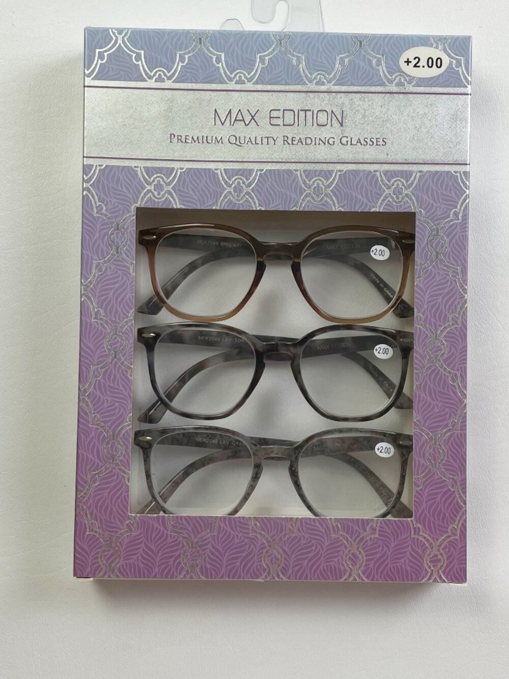 Max Edition 3 Pack Reading Glasses +2.00 Tortoise New